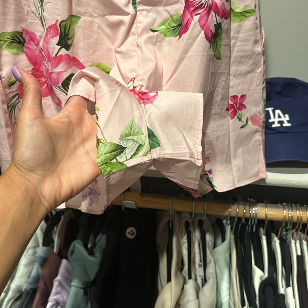 Express Floral V-Neck Embellished Pleated Ruffle Romper - Picture 8 of 10